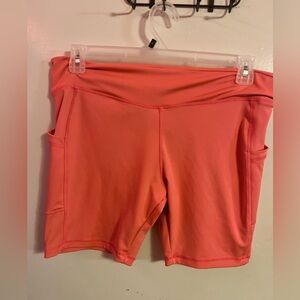 LIKE NEW LOVE Vibrant Coral Bike Workout Shorts (1X) 🩷🧡